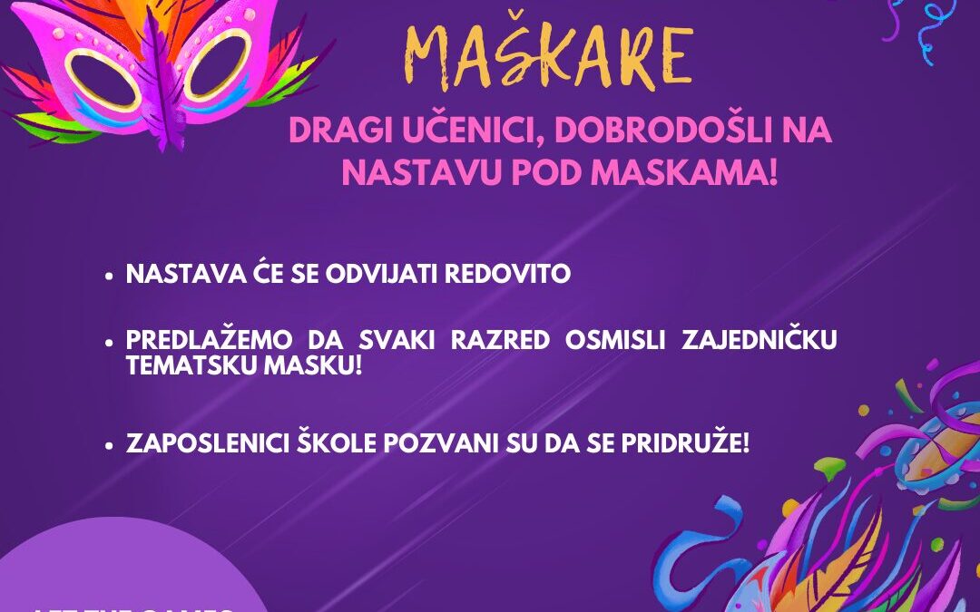 Poziv/Obavijest učenicima i zaposlenicima škole 