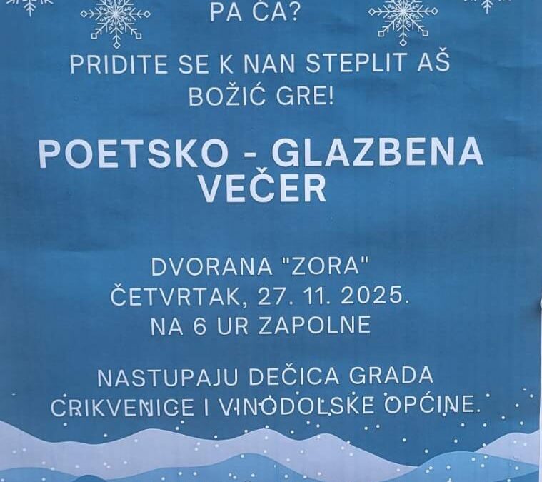 Sudjelovali smo na čakavskoj predbožićnoj glazbeno-poetskoj večeri